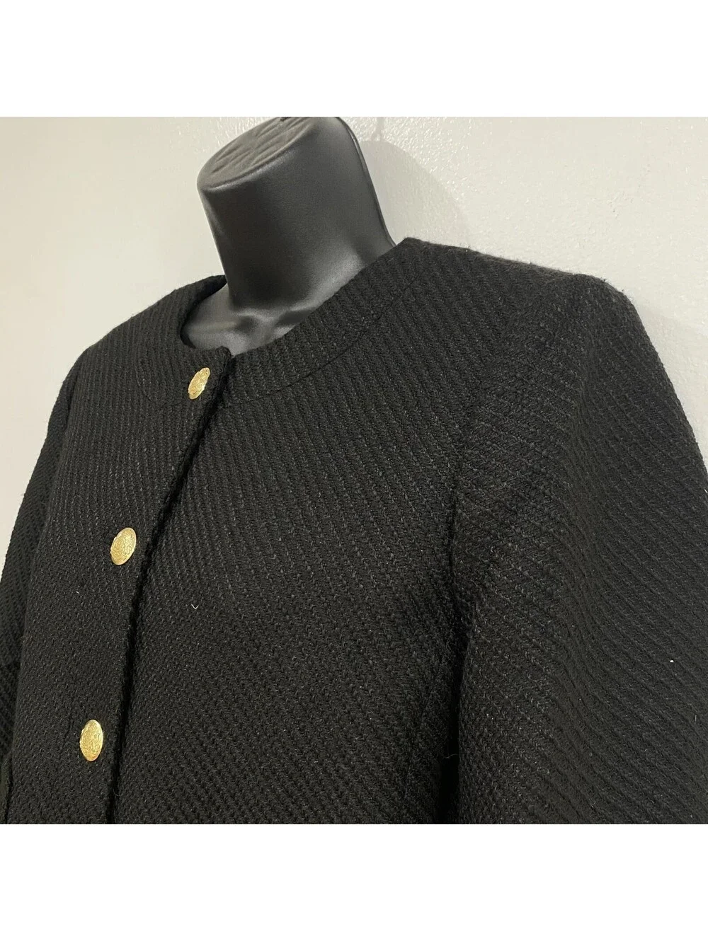 New! J.Crew Black Lady Tweed Jacket Size 10 Gold Button Academia Career Classic